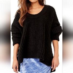 NWT Free People Black Crewneck Sweater Women's Size Small Oversized